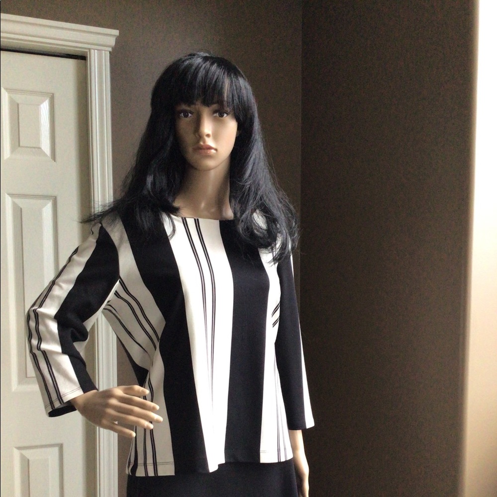 Jules & Leopold Classic Striped Black White Blouse - Picture 3 of 7